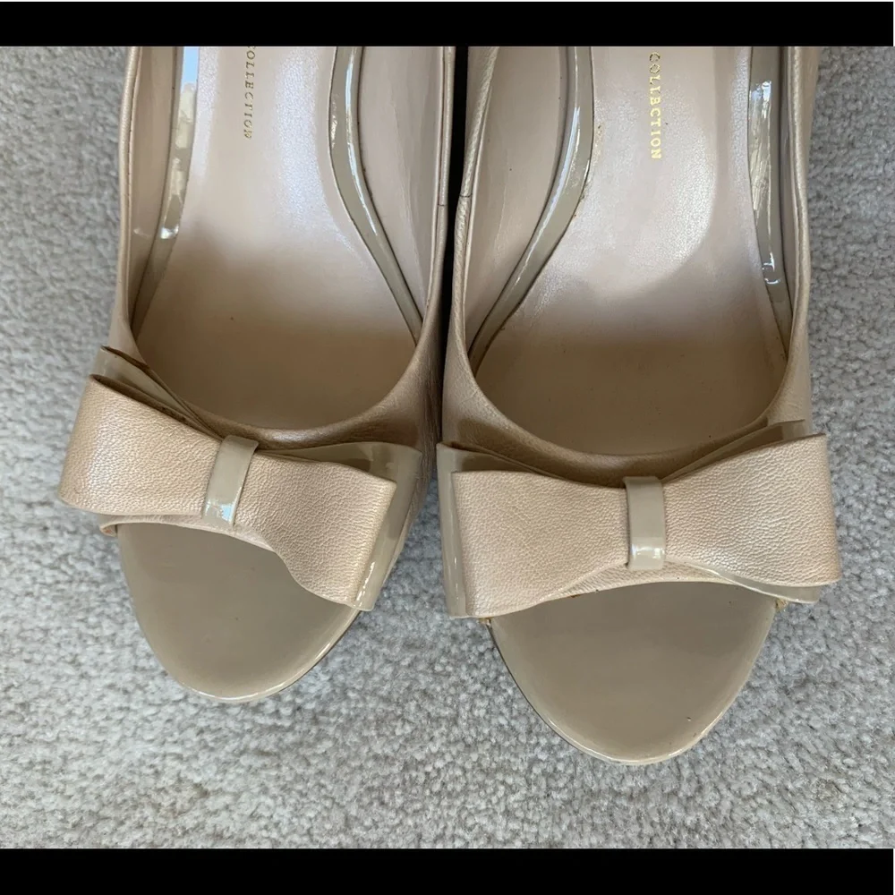 FRANCO SARTO bow peep toes wedges, the artist's collection, A-Hetty Cream 9.5